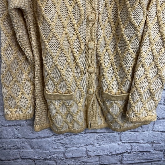 Vintage Aran Crafts merino wool fisherman Irish cardigan sweater women’s small - Picture 4 of 8